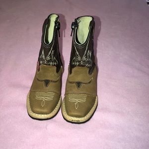 Denim boots size 4:5 brown and caramel color